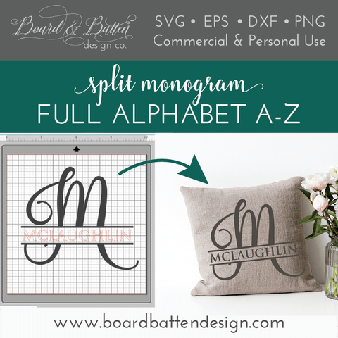 Split Monogram SVG File Alphabet – Script Style