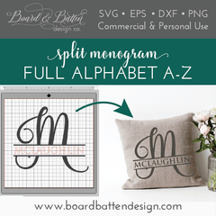 Split Monogram SVG File Alphabet – Script Style - Commercial Use SVG Files for Cricut & Silhouette