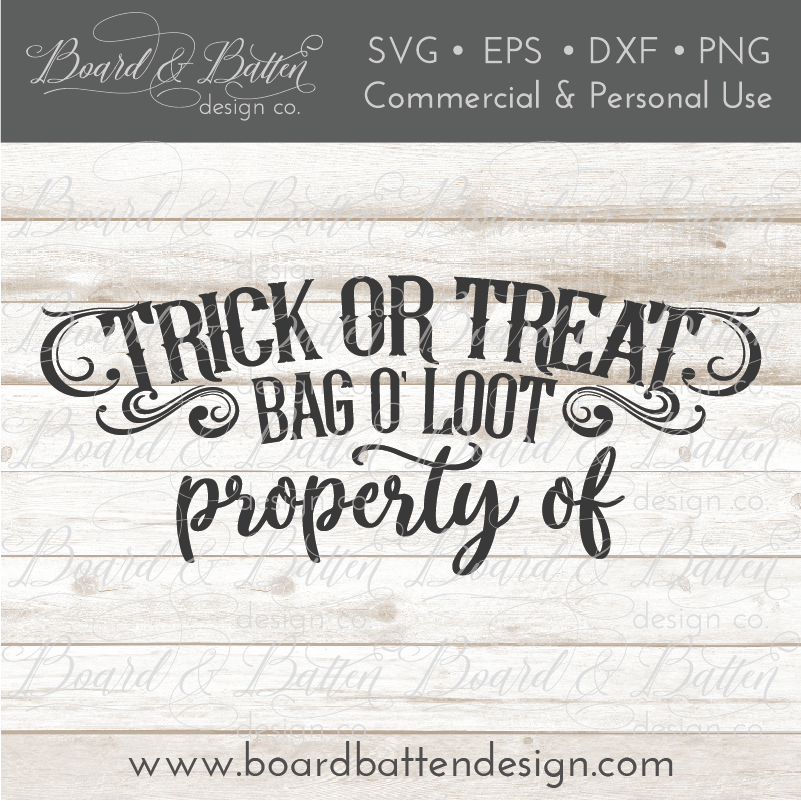 Personalizable Trick or Treat Halloween Loot Bag SVG Design - Commercial Use SVG Files for Cricut & Silhouette
