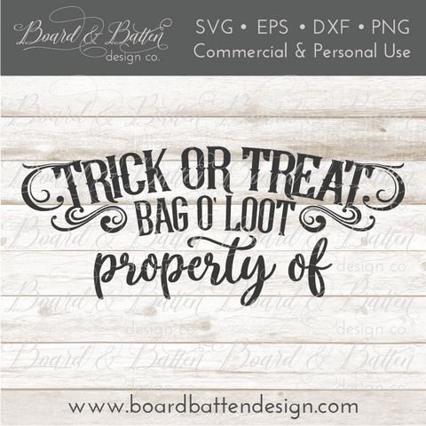 Personalizable Trick or Treat Halloween Loot Bag SVG Design