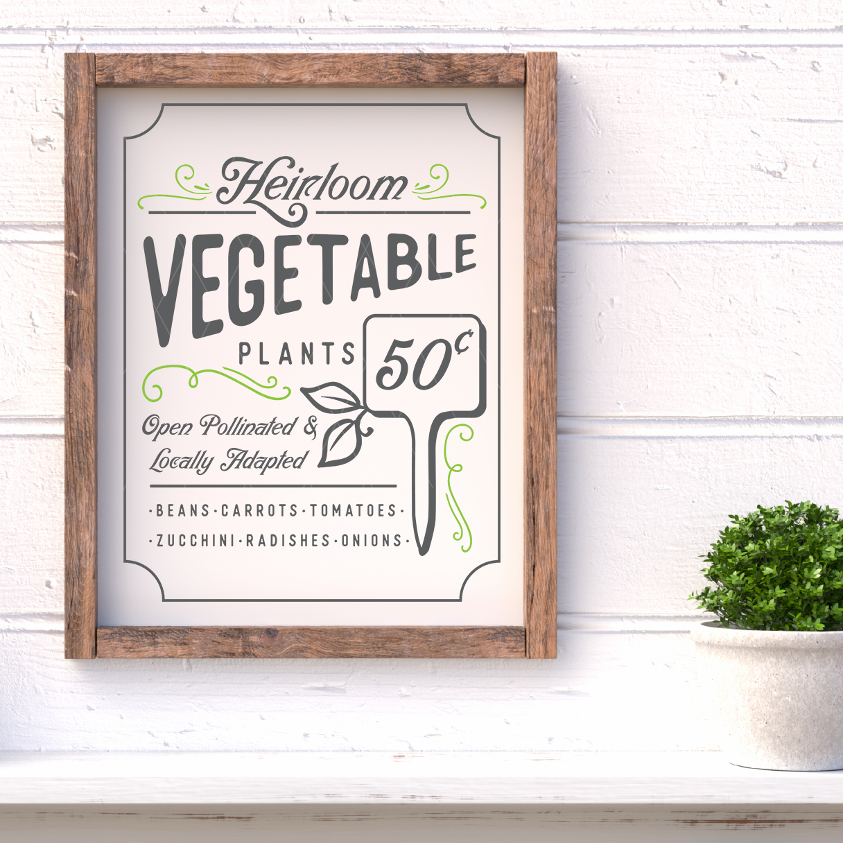 Vintage Vegetable Plants Sign SVG File for Cricut/Silhouette - Commercial Use SVG Files for Cricut & Silhouette
