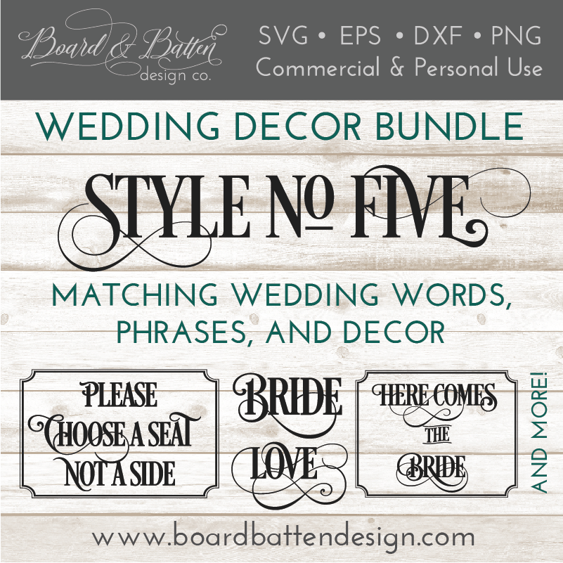 Wedding Decor SVG Coordinates Bundle - Style 5 - Commercial Use SVG Files for Cricut & Silhouette