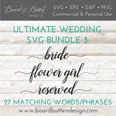 Wedding Words SVG File Bundle Style 3