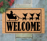 Christmas Welcome Mat SVG File - Welcome Santa w/ Reindeer SVG for Cricut/Silhouette/Glowforge - Commercial Use SVG Files for Cricut & Silhouette