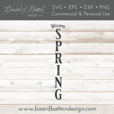 Welcome Spring Vertical Plank Sign SVG File