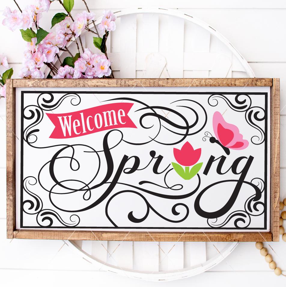 Welcome Spring SVG File Style 4 for Cricut/Silhouette - Commercial Use SVG Files for Cricut & Silhouette