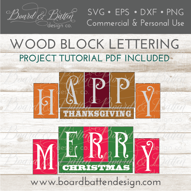 Christmas & Thanksgiving Reversible Wood Blocks Tutorial / Lettering SVG File - Commercial Use SVG Files for Cricut & Silhouette