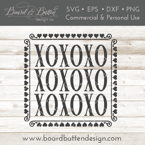 Valentine's Day XOXOXO Square SVG File