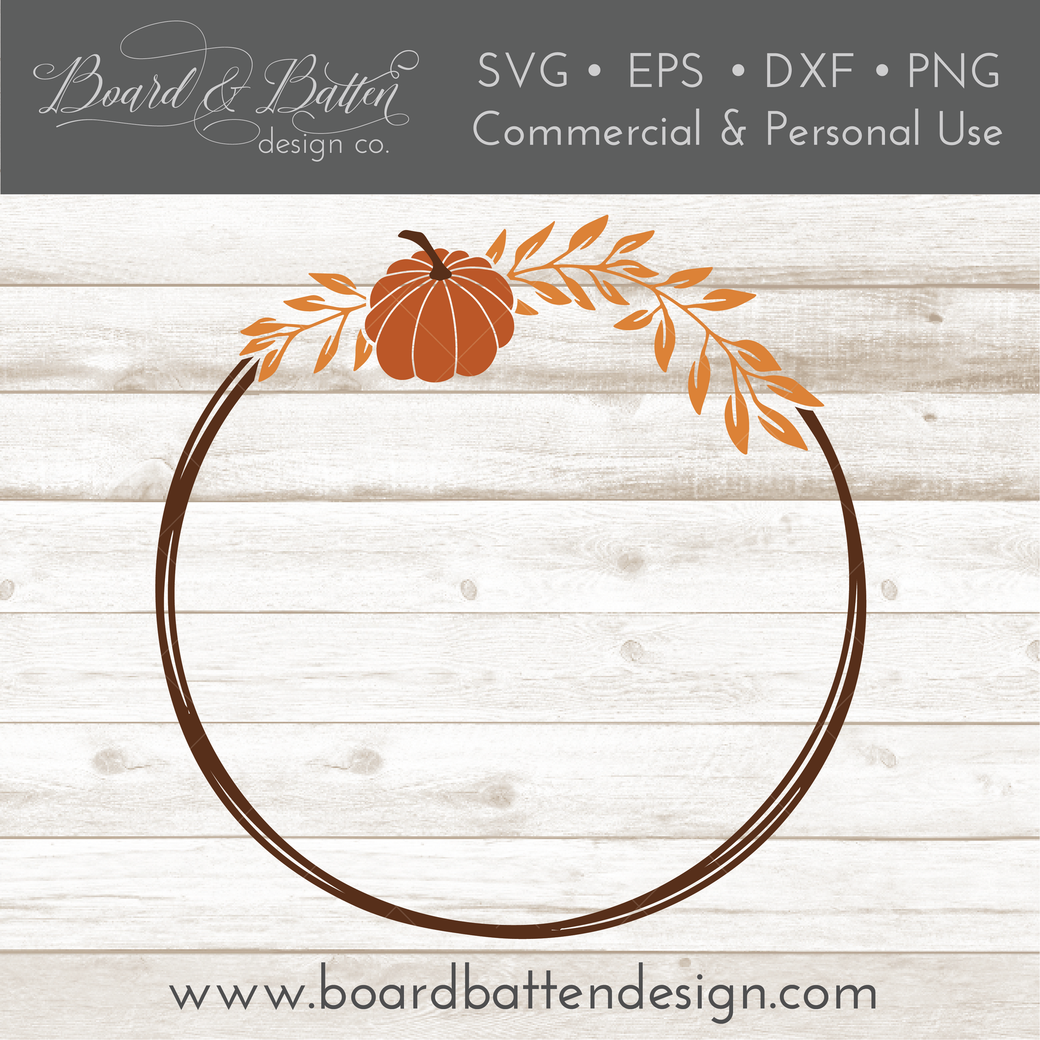 Fall/Autumn Round Frame Svg with Leaves & Pumpkin for Cricut/Silhouette - Commercial Use SVG Files for Cricut & Silhouette