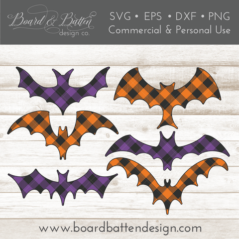 Buffalo Plaid Halloween Bats SVG Files for Cricut & Silhouette