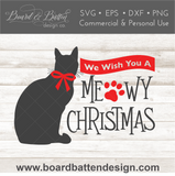 Christmas Cat Lover SVG File - We Wish You A Meowy Christmas SVG for Cricut/Silhouette/Glowforge - Commercial Use SVG Files for Cricut & Silhouette