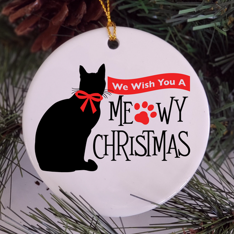 Christmas Cat Lover SVG File - We Wish You A Meowy Christmas SVG for Cricut/Silhouette/Glowforge