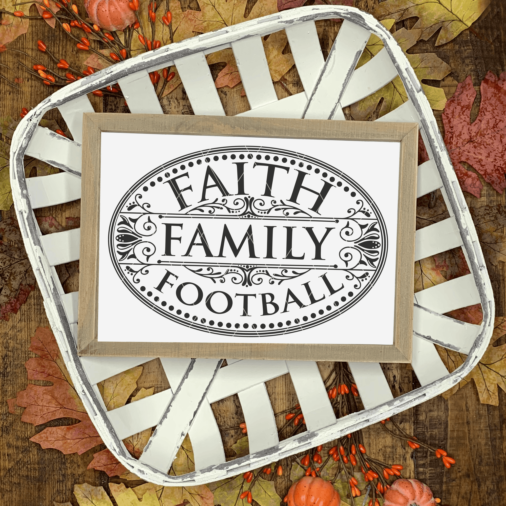 Faith Family & Football Vintage Style SVG File - Commercial Use SVG Files for Cricut & Silhouette