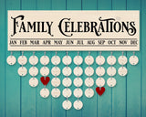 Family Celebrations Board SVG File Template - Commercial Use SVG Files for Cricut & Silhouette
