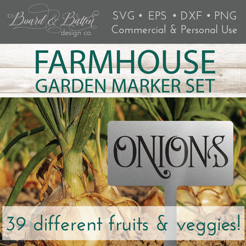 Farmhouse Garden Markers 39 Plant Names SVG File Set
