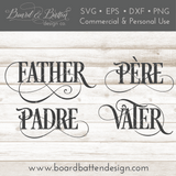Father Padre Vater Pere SVG File - Father in 4 Languages - Commercial Use SVG Files for Cricut & Silhouette