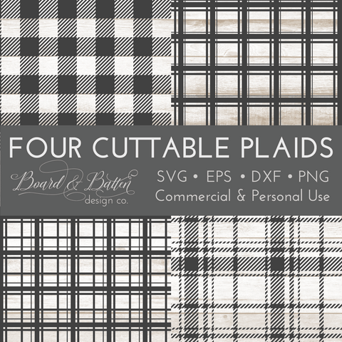Set of 4 Cuttable Plaid SVG Files (Including Buffalo Check)