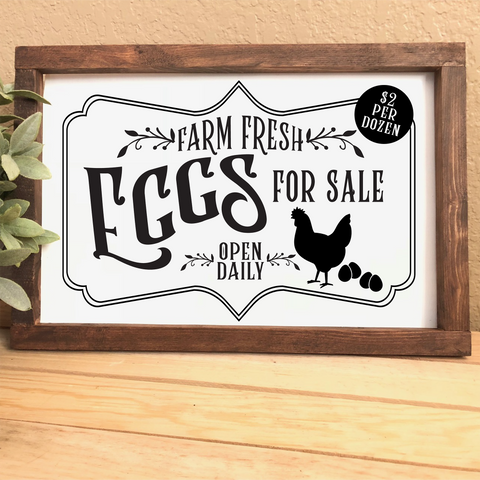 Farm Fresh Eggs Sign SVG File Style 3 for Cricut/Silhouette