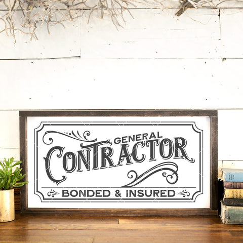 Vintage Style General Contractor Sign SVG File