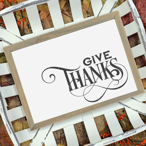 Flourished Give Thanks SVG File for Thanksgiving