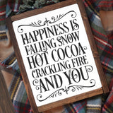 Happiness is Falling Snow, Hot Cocoa, Crackling Fire, and You SVG File - Commercial Use SVG Files for Cricut & Silhouette