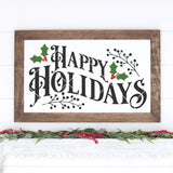Vintage Happy Holidays with Greenery SVG File - Commercial Use SVG Files for Cricut & Silhouette