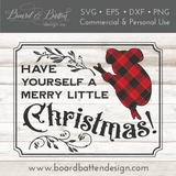 Vintage Have Yourself A Merry Little Christmas SVG File with Buffalo Plaid Koala - Commercial Use SVG Files for Cricut & Silhouette