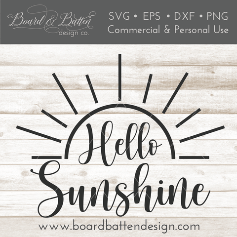 Hello Sunshine 2 SVG File for Summer