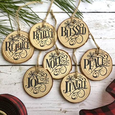 Christmas Ornament SVG Files | Holiday Word Ornament Set Cut Files | Christmas Cricut Designs