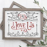 Victorian I Love Us Personalizable Monogram Sign SVG File - Commercial Use SVG Files for Cricut & Silhouette