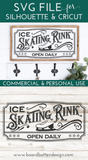 Vintage Ice Skating Rink Sign Svg File for Cricut & Silhouette Christmas Projects - Commercial Use SVG Files for Cricut & Silhouette