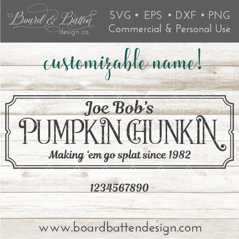 Joe Bob's Pumpkin Chunkin Personalizable SVG File