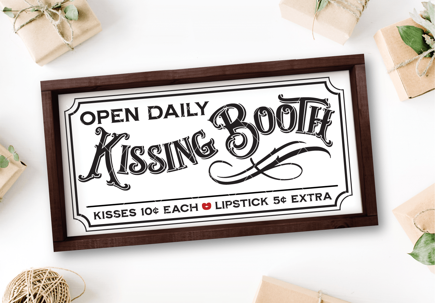 Vintage Kissing Booth Sign SVG For Valentine's Day - Commercial Use SVG Files for Cricut & Silhouette