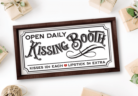 Vintage Kissing Booth Sign SVG For Valentine's Day