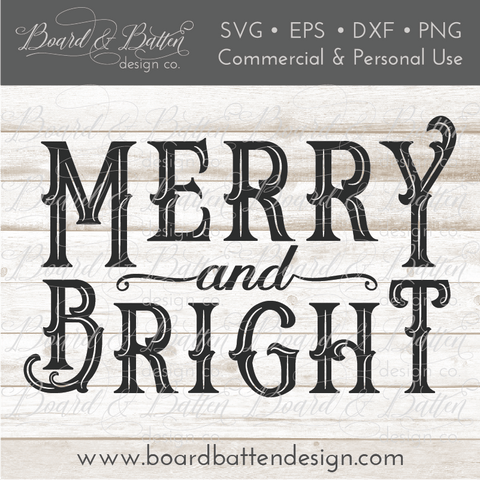 Vintage Sign Merry and Bright SVG File