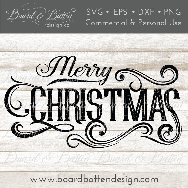 Vintage Label Merry Christmas SVG File - Commercial Use SVG Files for Cricut & Silhouette
