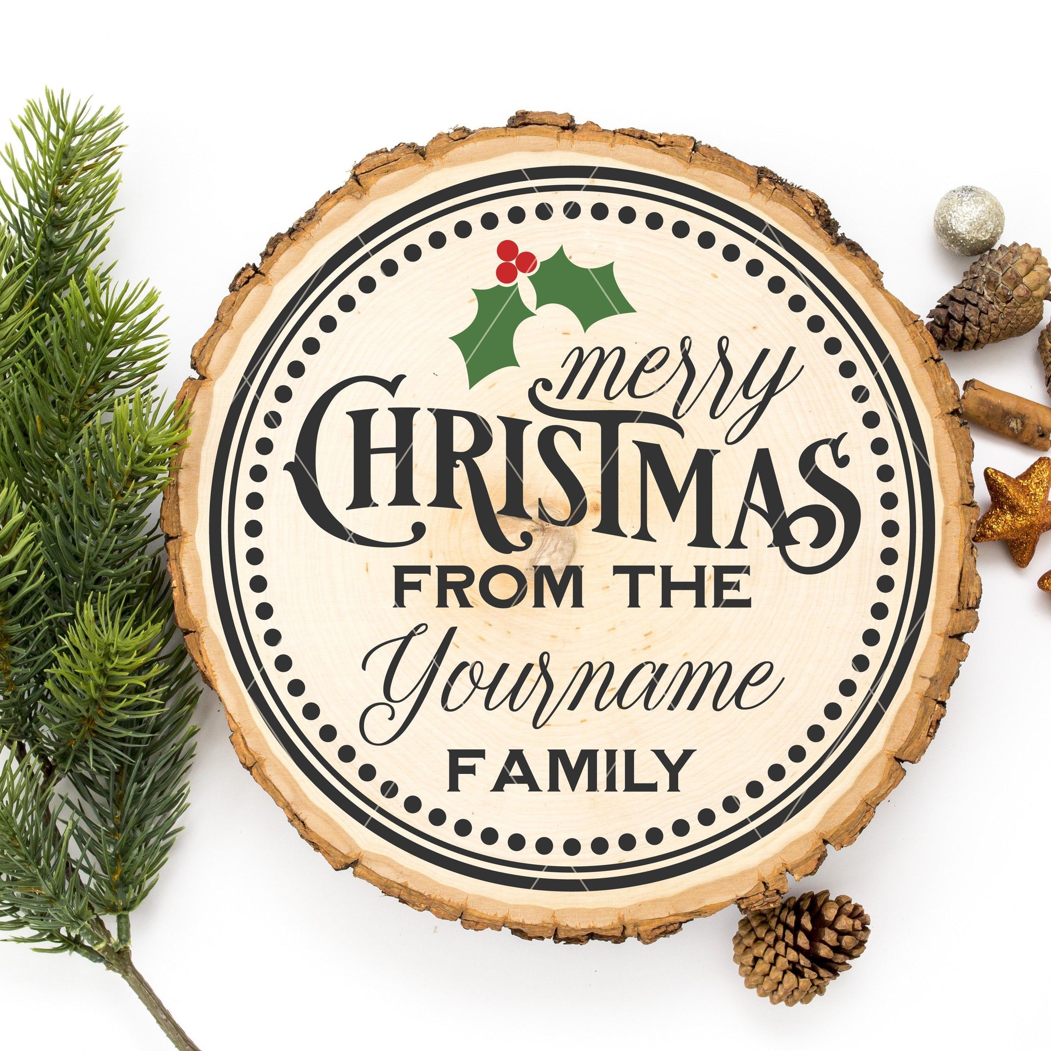Round Personalizable Merry Christmas SVG File - Commercial Use SVG Files for Cricut & Silhouette