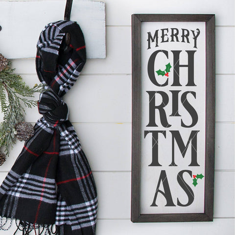 Merry Christmas Vertical Plank Porch Sign SVG File