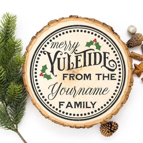 Round Personalizable Merry Yuletide SVG File