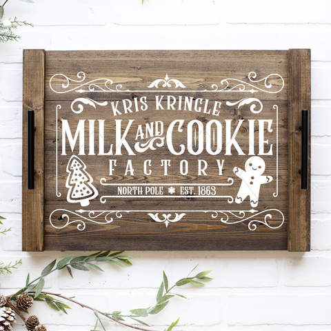 Christmas SVG Files | Milk And Cookie Factory Vintage Sign SVG Cut File