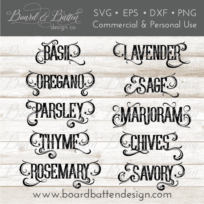 Vintage Style Garden Herbs SVG Bundle - Commercial Use SVG Files for Cricut & Silhouette
