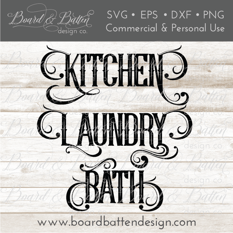 Household Words Bundle - Kitchen, Laundry, Bath SVG File - Commercial Use SVG Files for Cricut & Silhouette