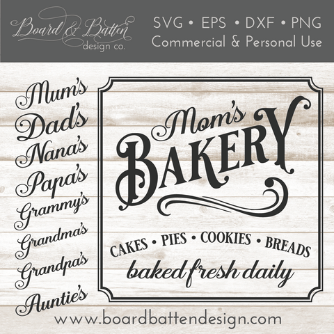 Mom's Bakery Sign Vintage SVG File