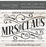 Christmas & Holiday SVG Files | Mrs Claus Enterprises Vintage Kitchen Sign SVG - Commercial Use SVG Files for Cricut & Silhouette