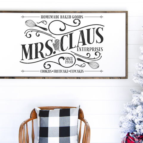 Christmas & Holiday SVG Files | Mrs Claus Enterprises Vintage Kitchen Sign SVG