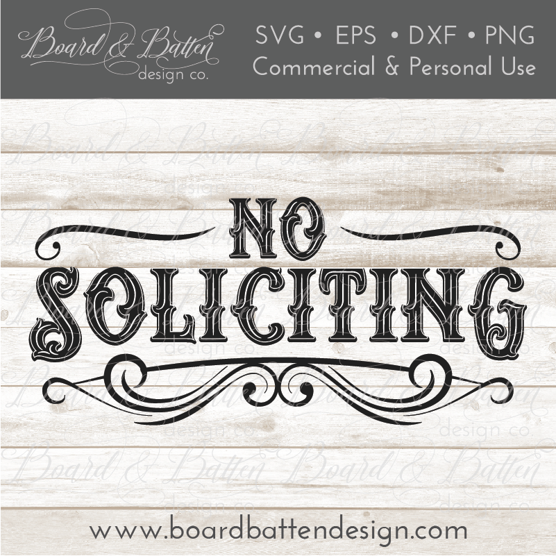Vintage Style No Soliciting Sign SVG Cut File - Commercial Use SVG Files for Cricut & Silhouette