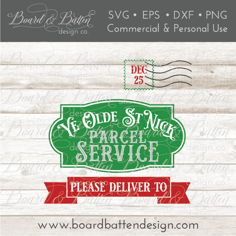 Olde St Nick Parcel Service SVG File for Christmas Bags - Commercial Use SVG Files for Cricut & Silhouette
