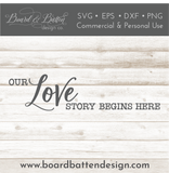 Our Love Story Begins Here SVG File for Valentine's Day, Weddings, etc - Commercial Use SVG Files for Cricut & Silhouette