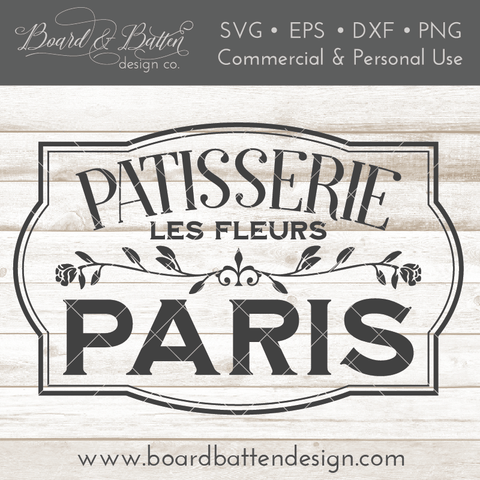 Vintage French "Patisserie Les Fleurs" Sign SVG File