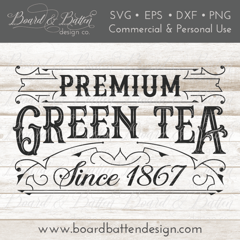 Premium Green Tea Vintage Label SVG Cutting File